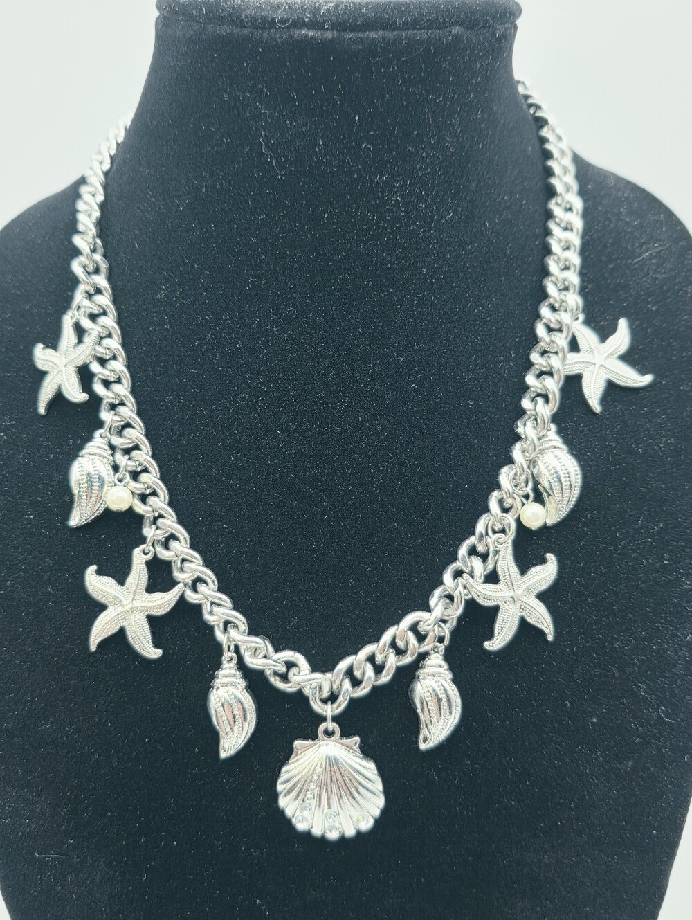 Charming Charlie Beach Themed Silvertone Necklace